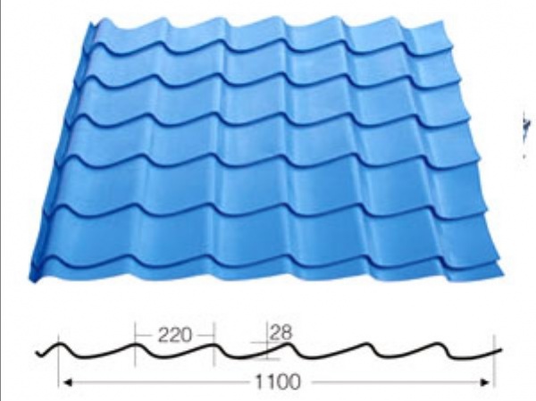 1100 drop arc glazed roof tile forming machine
